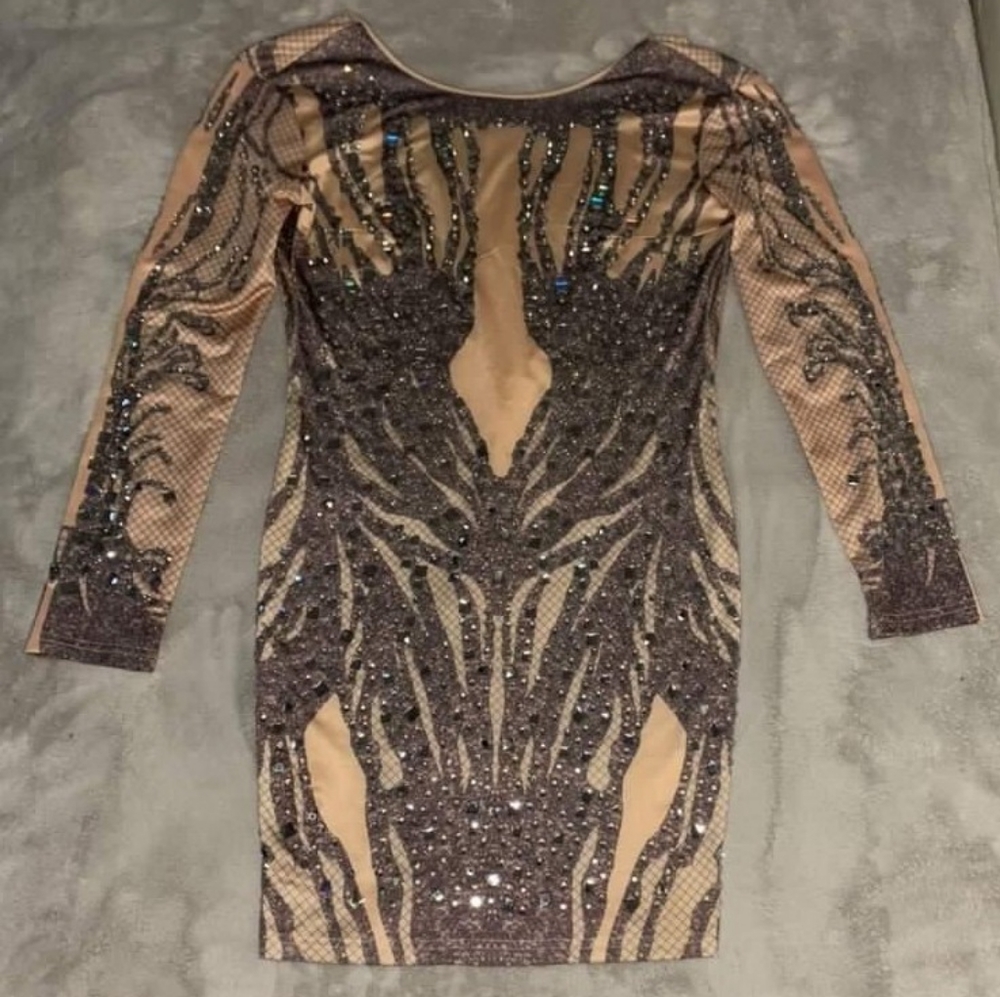 Long sleve low V back large dress